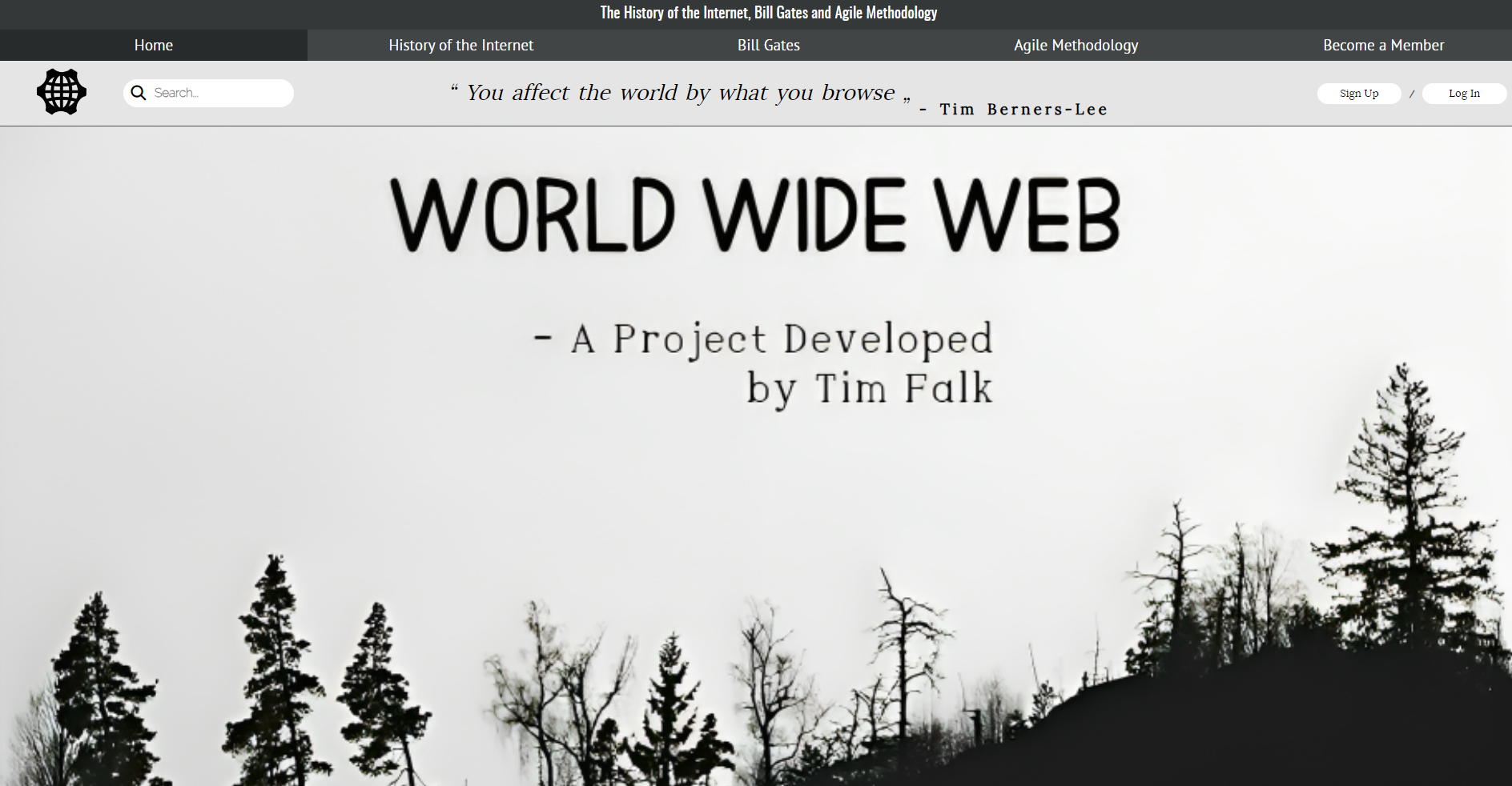 Picture of a world wide web history websites homepage.